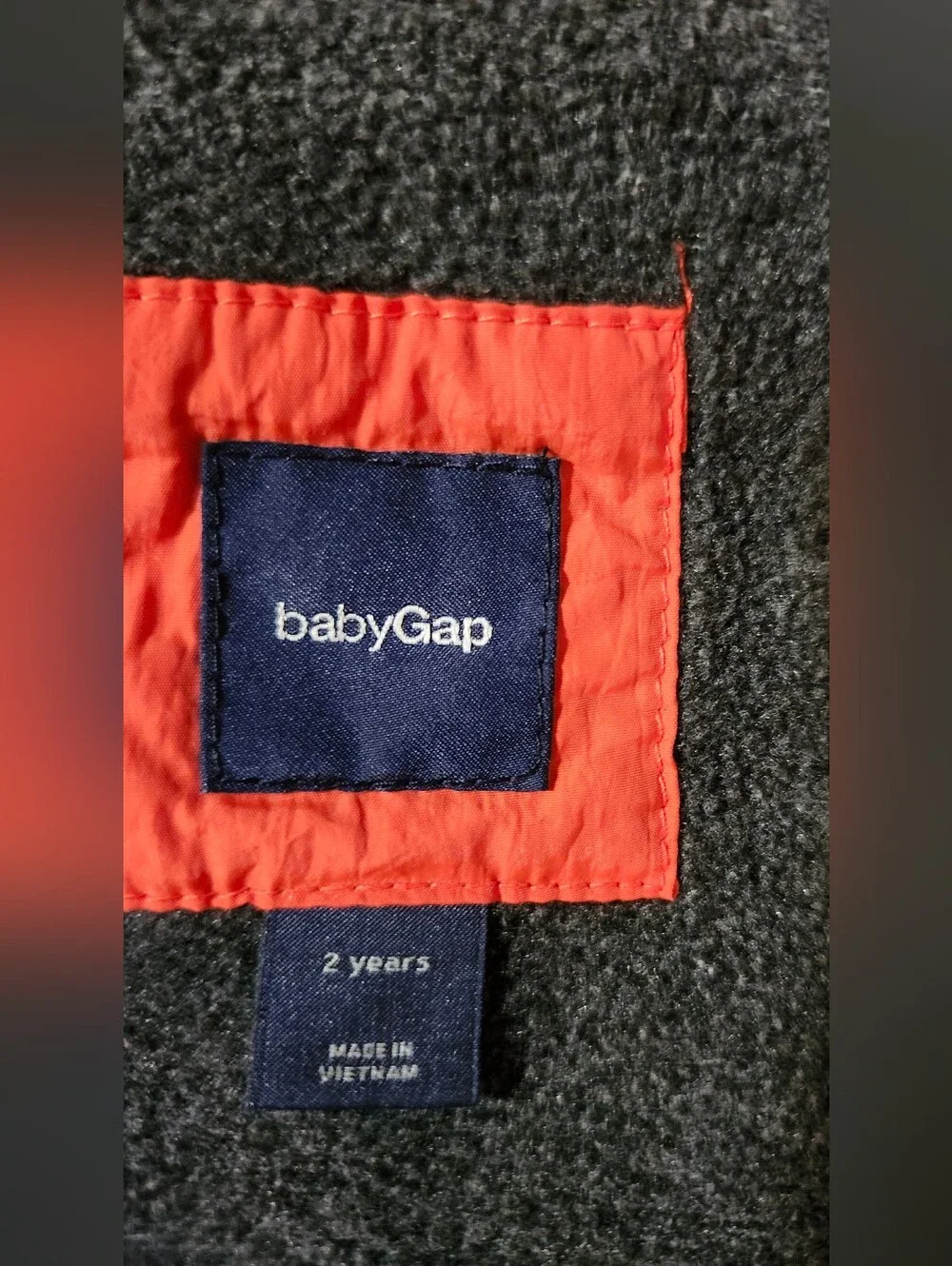 babyGAP Orange Kids Hooded Puffer Vest with Black & Charcoal Gray Hood Lining